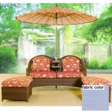 Shade Trends TETE A TETE With Accent Teak Center Table And 2 Ottomans With Sky Blue Fabric