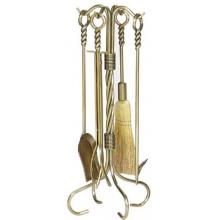 UniFlame 5 Piece Polished Iron Finish Toolset W/ Twist Handles
