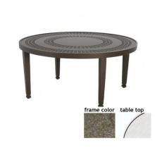 Hudson 42 Inch Aluminum Round Lounge Table - Glass With Scavo Bronze Frame