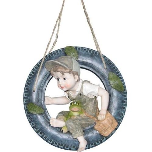 Alpine 1 Set Boy Sitting On In The Tyre Resin Statuary