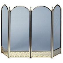 UniFlame 4 Fold Triple-Plated Polished Brass Screen W/ Decorative Filigree