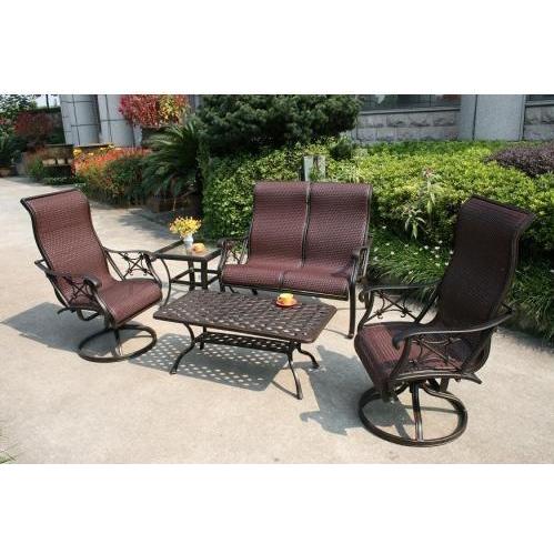 Darlee Bahamas Cast Aluminum Bench & Swivel Rocker Chair Set by Darlee