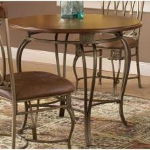 Hillsdale Montello Round Dining Table - 36 Inch - Brown Faux Leather/old Steel
