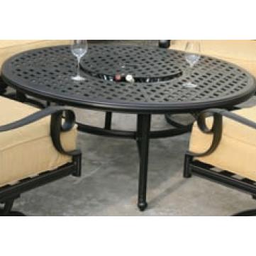 Alfresco Home Chateau 52 Inch Beverage Cooler/Fire Pit Chat Table & Base With Umbrella Hole - Antique Topaz