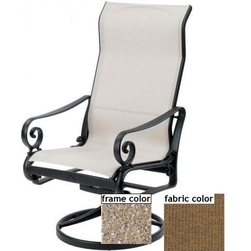 Suncoast Soleil Sling Supreme Swivel Tilt Chair - Sahara Frame And Raku Fabric