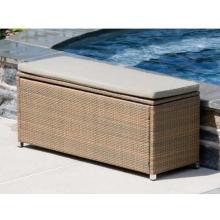 Alfresco Home Loggia Wicker Outdoor Pillow Storage Bench, Rectangular - Summer Grass