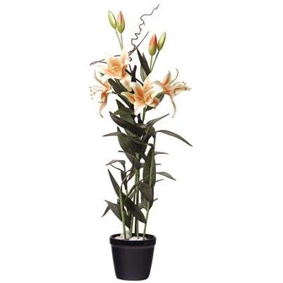 Wedding Lily Silk Plant in Blue Pot.