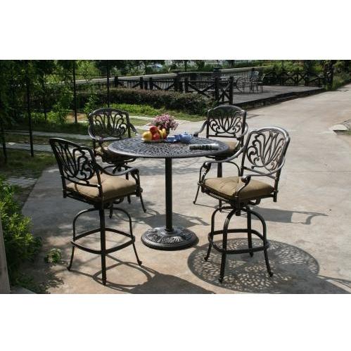 Darlee Elisabeth Pedestal Patio Bar Set With Cushions - 48 Inch Round