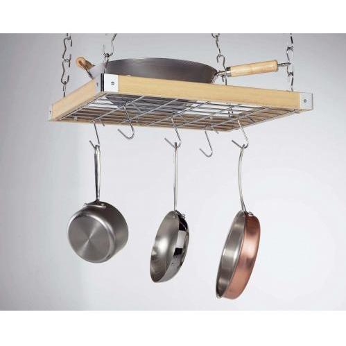 Natural Wood Square Ceiling Kitchen Rack