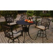 Darlee Santa Monica Cast Aluminum Patio Bar Set With Cushions - 42 Inch Round