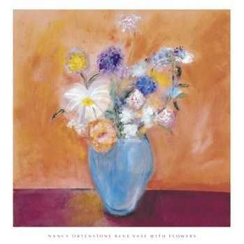 Blue Vase With Flowers Poster Print
