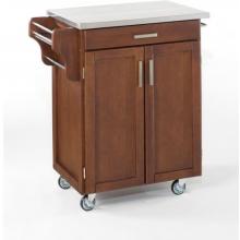 Home Styles Small Kitchen Cart With Stainless Steel Top - Medium Cherry