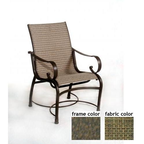 Barcelona Aluminum Low Back Sling Dining Chair With River Rock Frame And B5026 Fabric by Casual Creations