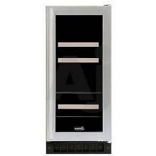 Marvel Wine & Beverage Cooler, 15 Inches - Black Cabinet, Black Frame Glass Door