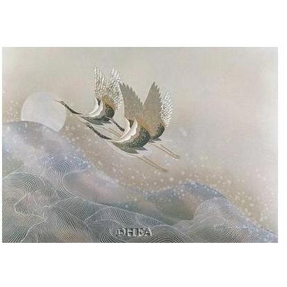 Cranes Over Waves Poster Print