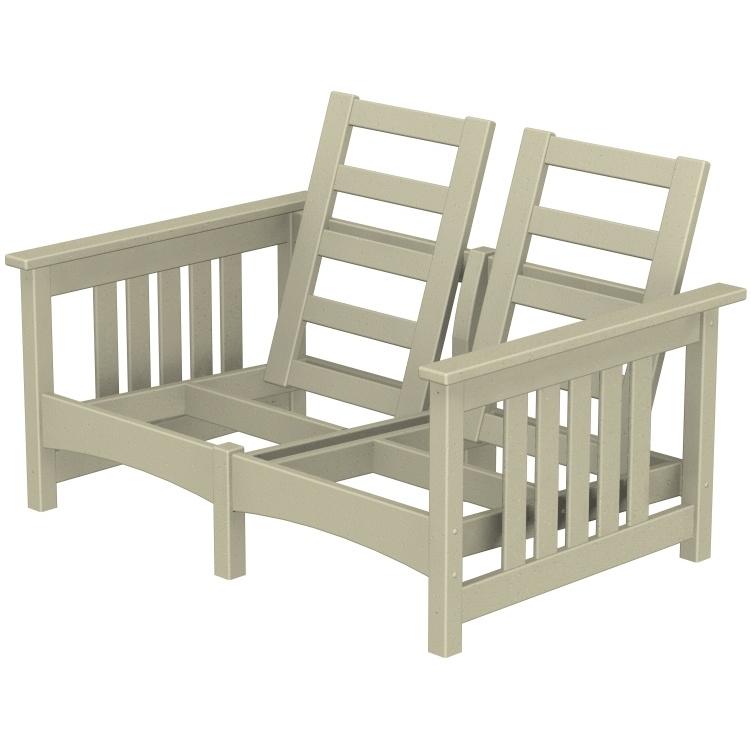 Poly-Wood Recycled Plastic Wood Club Mission Loveseat - Cushion Included