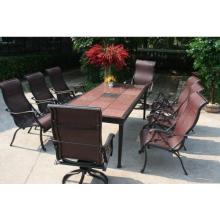Darlee Bahamas Granite Top Cast Aluminum Patio Dining Set - 90 Inch Rectangular