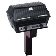 Broilmaster T3W Deluxe Propane Gas Grill With Black Control Panel On Black In-Ground Post
