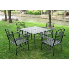 International Caravan S/5 Iron Tropico Patio Dining Set - Black