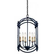 Iron Lanterns Collection Hanging Six Light Fixture In Rust Finish - 6 Bulbs