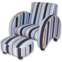 Childs Stuffed Mod Chair And Ottoman-Max Stripe