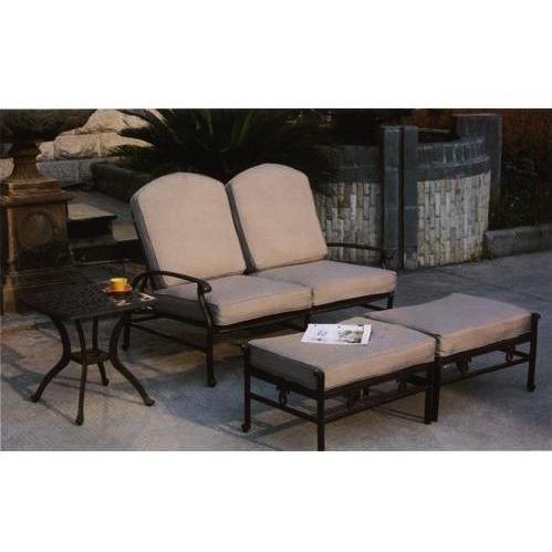 Darlee Catalina Adjustable Loveseat And Double Ottoman W/ Cushions And End Table - Brown Cushions