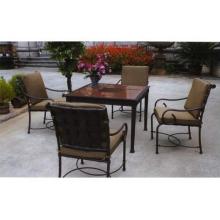 Darlee Malibu Granite Aluminum Patio Dining Set With Cushions - 41 Inch Square