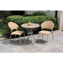 Alfresco Home Sabbia Granite Top Wicker Outdoor Bistro Set - 30 Inch Round