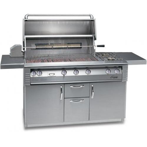 Alfresco Gas Grills Classic 56 Inch Natural Gas Grill On Cart W/ Side Burners