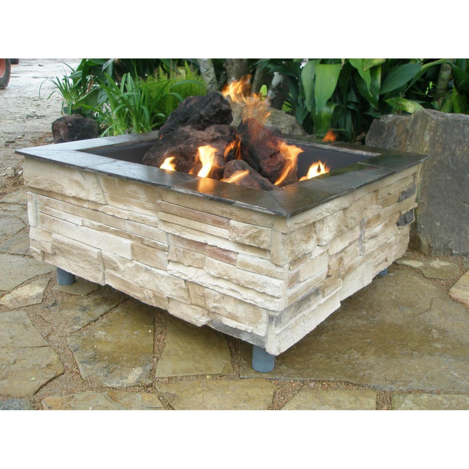 FireScapes Mountain Ledge Square Natural Gas Fire Pit