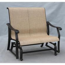 Elegant Sling Cast Aluminum Patio Bench Loveseat Glider