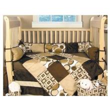 Embroidered Brown Bubbles 4-Piece Crib Set