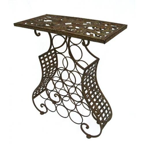 International Caravan Cast Iron Wine Holder And Table - Rust