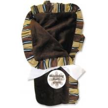 Embroidered Chocolate Blocks Ruffle Velour Baby Blanket