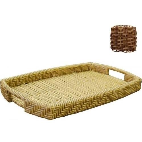 North Cape Catalina Resin Wicker Small Tray - Walnut