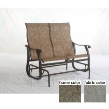 Sterling Aluminum Sling Loveseat Glider With Scavo Bronze Frame And A0109 Fabric