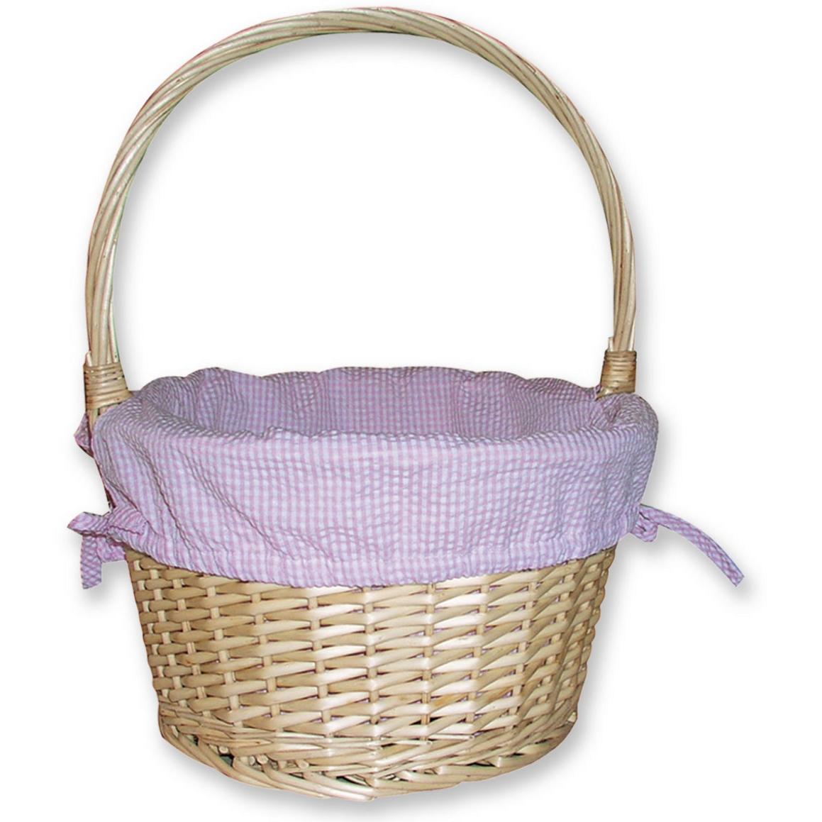 Willow Handle Basket-Lilac Gingham Liner