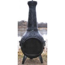 The Blue Rooster Rose Style Cast Aluminum Chiminea With Propane Gas Conversion Kit - Charcoal