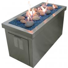 Peterson Outdoor Campfyre 46 X 20 Inch Natural Gas Electronic On/Off Remote Stainless Steel Fire Pit Island With Black Glass