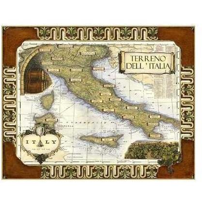 Wine Map Of Italy Poster Print