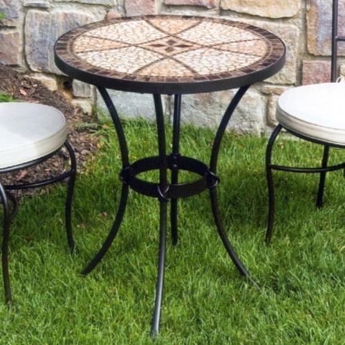 Alfresco Home Pebble Cross Outdoor Bistro Table - 24 Inch Round