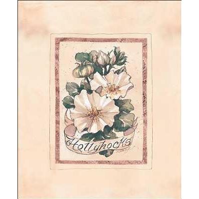 Vintage Hollyhock Poster Print
