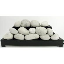 Rasmussen 30 Inch White ALTERNA Vent Free Natural Gas FireStones With Black Chassis And Remote Ready Safety Pilot Control