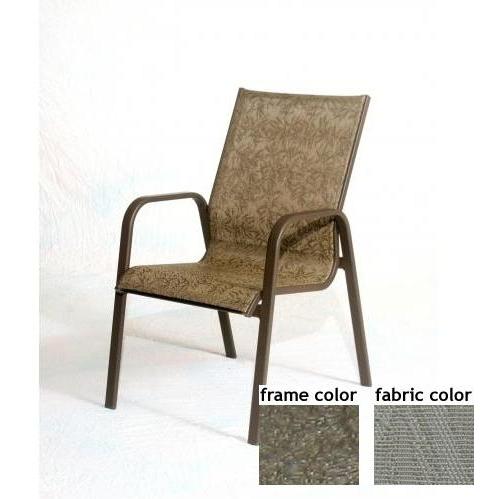 Siesta Aluminum Low Back Sling Dining Chair With Scavo Bronze Frame And A0109 Fabric