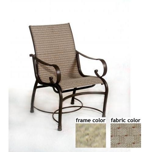 Barcelona Aluminum Low Back Sling Dining Chair With Saddle Frame And A0924 Fabric by Casual Creations