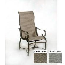 Barcelona Aluminum High Back Sling Dining Chair With Scavo Bronze Frame And A0109 Fabric