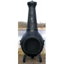 The Blue Rooster Butterfly Style Cast Aluminum Chiminea With Natural Gas Conversion Kit - Charcoal