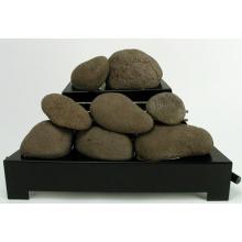 Rasmussen 20 Inch Brown ALTERNA Vent Free Propane Gas FireStones With Black Chassis And Variable Flame Remote