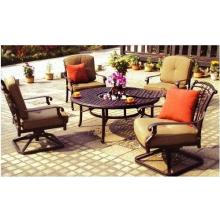 Darlee Palm Springs Tea Cast Aluminum Table Set With Cushions - 52 Inch Round