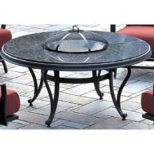 Alfresco Home Girotavolo Chat Table (Granite Top, SS Bowl & Lazy Susan)